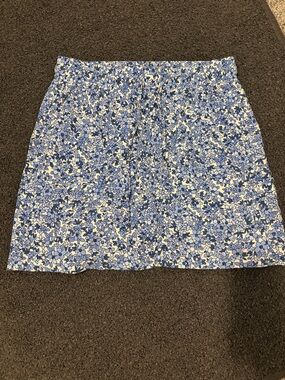 Blue Floral Drawstring Mini Skort